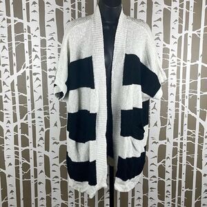 Vince Camuto Short Sleeve Striped Open Front Cardigan Sweater XL